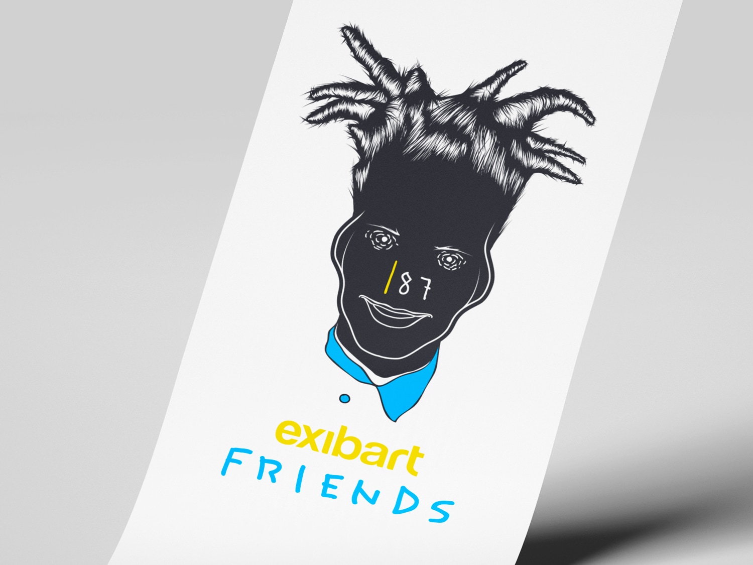 Illustrazione vettoriale del volto di Jean Michel Basquiat realizzata per exibart da Fabio Bevilacqua